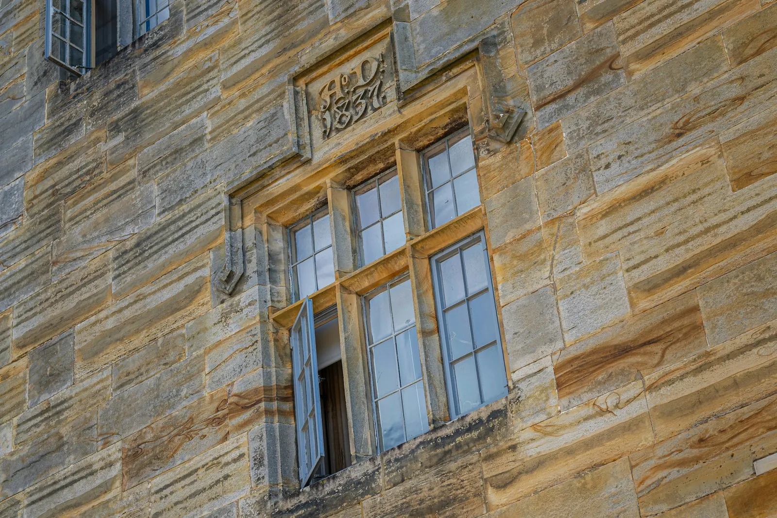 Sandstone façade of a heritage building