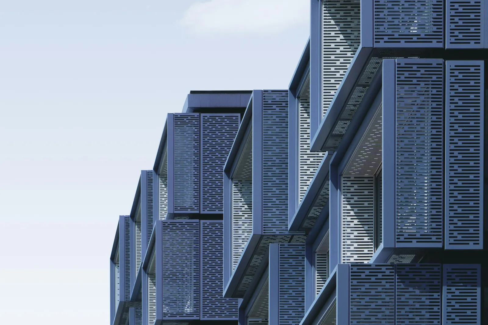 Stacked modular apartment building façade